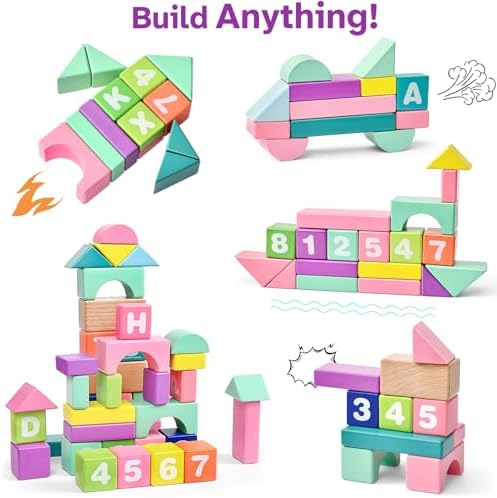 Lewo Wooden Stacking Blocks for Toddlers 1-3 Years