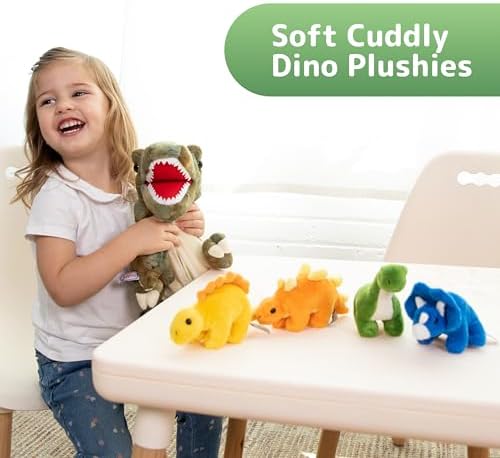 PREXTEX Dinosaur Plush Set - T-Rex and 5 Zipped Baby Dinosaurs