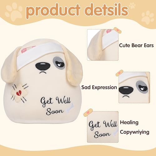 Get Well Soon Plush Dog 9 Inches - Cute Bandage Stuffed Animal