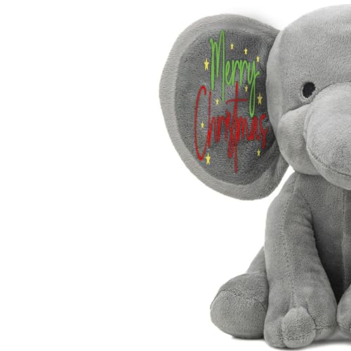 Personalized Elephant Stuffed Animal - Gray 9 Inches Merry Christmas 2023