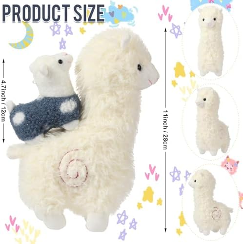Civaner Llama Plush Set with 4 Baby Llamas Soft Kawaii Stuffed Animal Gift