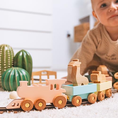 Personalized Freight Train with Name and Animal Wagon Set