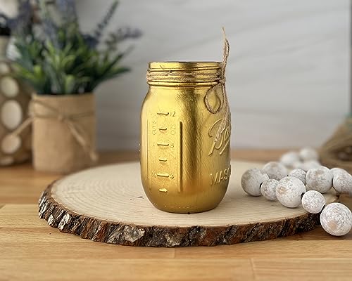 Gold Painted Mason Jar Centerpiece Decor