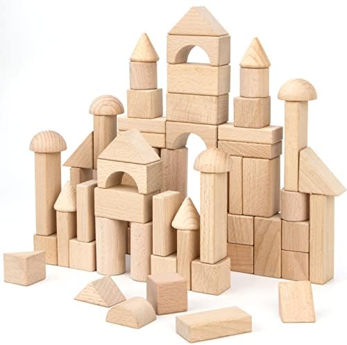 Timfuis 80 PCS Wooden Stacking Blocks Set