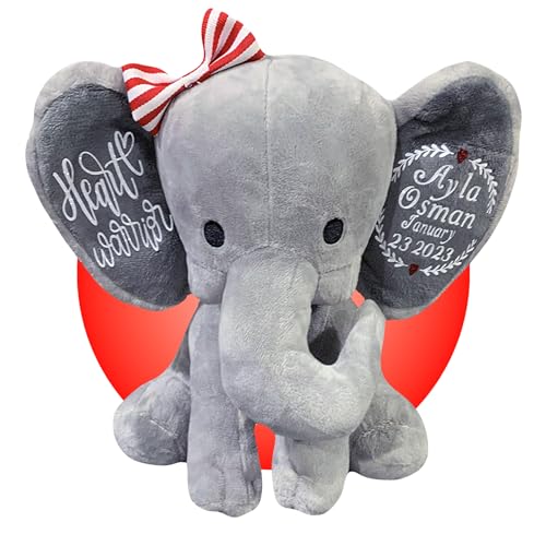 Personalized Gray Elephant Stuffed Animal for Heart Surgery Kids