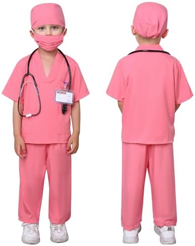 WooHand 6Pcs Doctor Costume Kids 3-9 Years Halloween Set