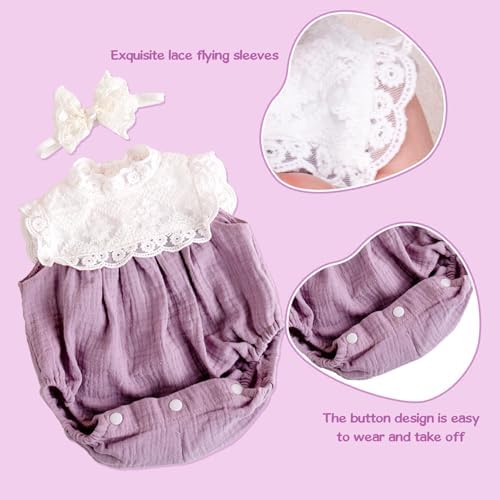 Aori Reborn Baby Doll Purple Outfit with Lace Headband