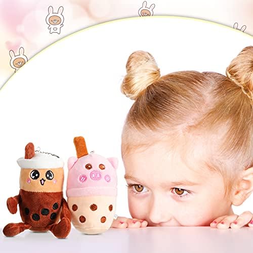 Skylety 8 Pieces 5 Inch Milk Tea Plush Toys Keychain
