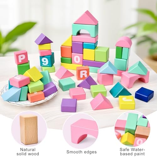 Lewo Wooden Stacking Blocks for Toddlers 1-3 Years