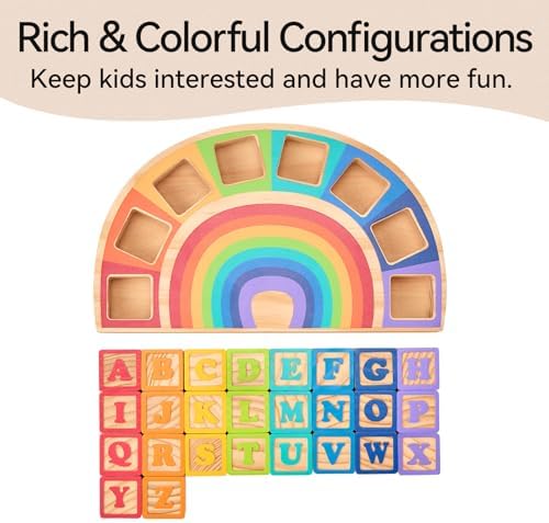 GIRAVO Rainbow ABC Wooden Stacking Blocks 26 Pcs