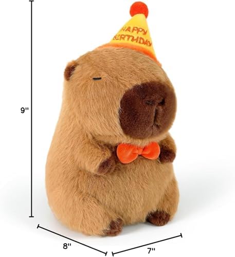 Capybara Plush Stuffed Animal with Turtle Backpack 10 Inch Happy