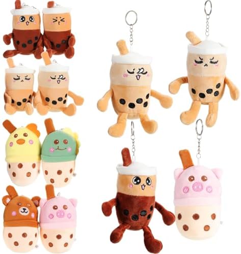 Skylety 8 Pieces 5 Inch Milk Tea Plush Toys Keychain