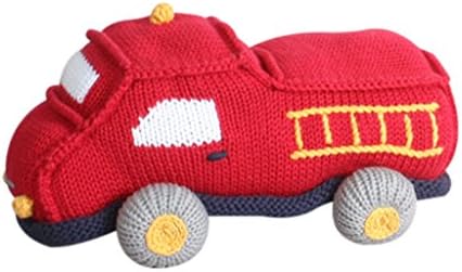 ZUBELS Baby Fire Truck Plush Doll Toy 6-Inch Hand-Knit