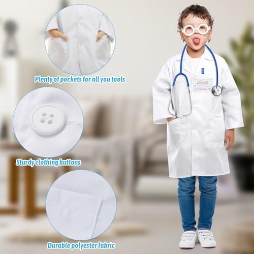 ERDOGLY Doctor Costume for Kids Toddler Lab Coat with Stethoscope