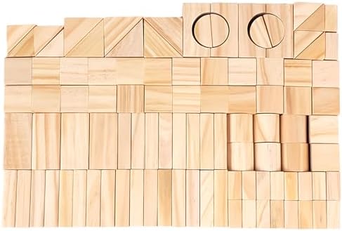 AryiHitt 100 Pcs Kids Natural Wood Building Blocks