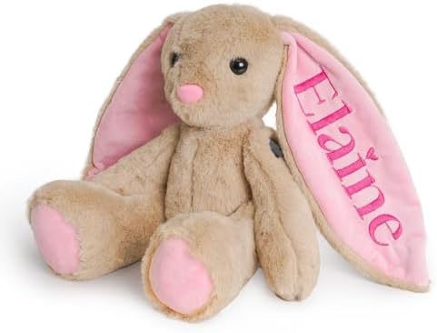 Custom Plush Bunny Toy with Childs Name Brown 1