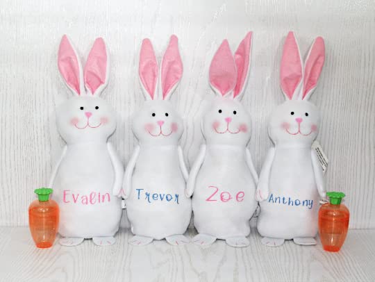Personalized Easter Bunny Gift - 14 Inch White Stuffed Decor