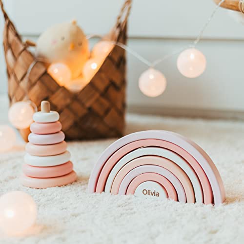Montessori Wooden Pyramid Rainbow Stacking Toy