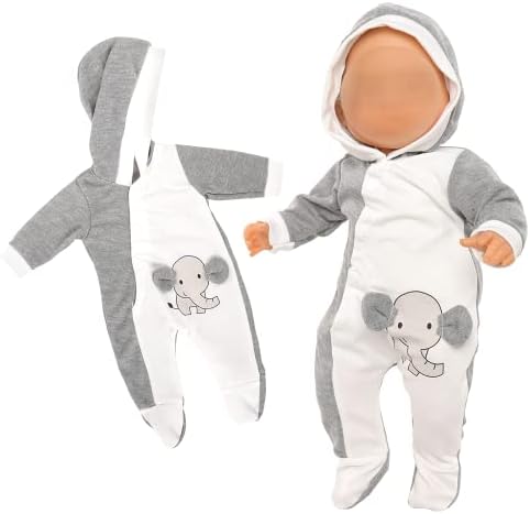 Miunana Baby Doll Clothes Elephant Jumpsuit Outfit 13-15 Inch 1pcs