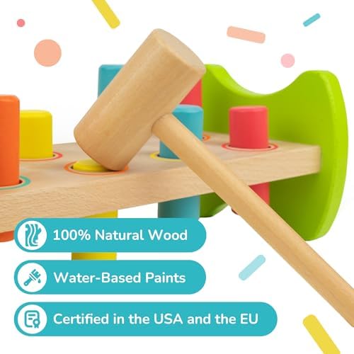 Bimi Boo Wooden Pounding Bench for Toddlers 1-3 1
