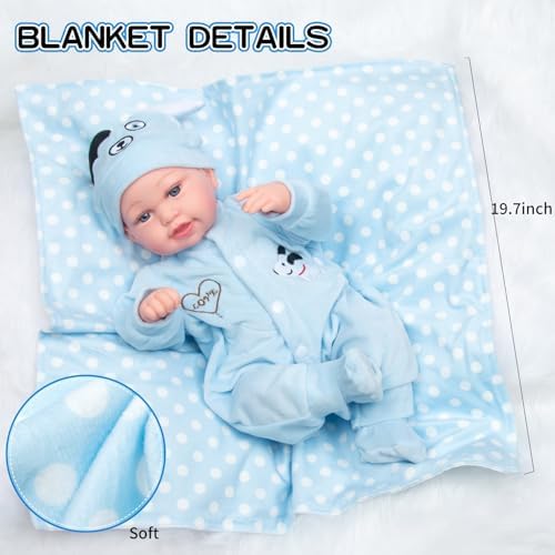 Pedolltree Reborn Baby Doll 9 Pcs Blue Puppy Outfit Set