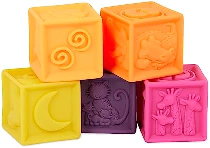 B toys Baby Blocks 10 Educational Stacking Toys for 6 Months