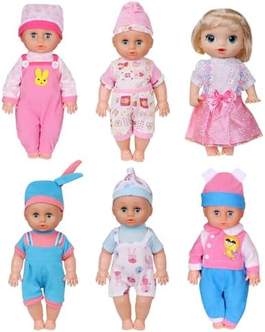 ARTST 12 Inch Baby Doll Clothes 6 Sets with 5 Hats