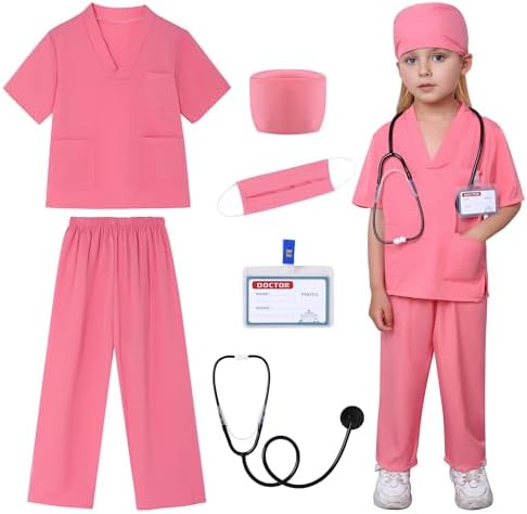 WooHand 6Pcs Doctor Costume Kids 3-9 Years Halloween Set