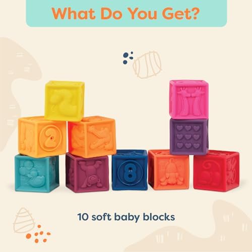 B toys Baby Blocks 10 Educational Stacking Toys for 6 Months