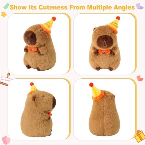 Capybara Plush Stuffed Animal with Turtle Backpack 10 Inch Happy