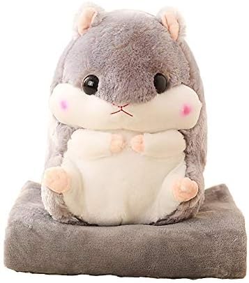 YunNasi Plush Hamster Pillow with Blanket 197 Inches Grey