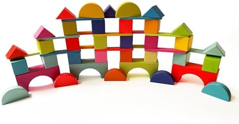 Quiggly Montessori Rainbow Building Blocks 68-Piece Set