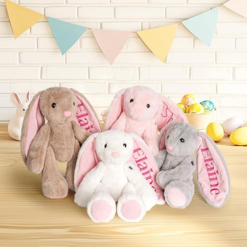 Custom Plush Bunny Toy with Childs Name Brown 1