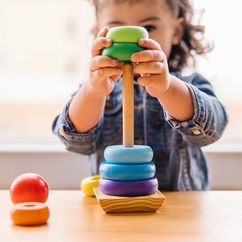 Melissa Doug Rainbow Stacker Wooden Rings Toy