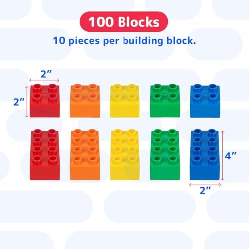 PREXTEX 100-Piece Jumbo Building Blocks Set