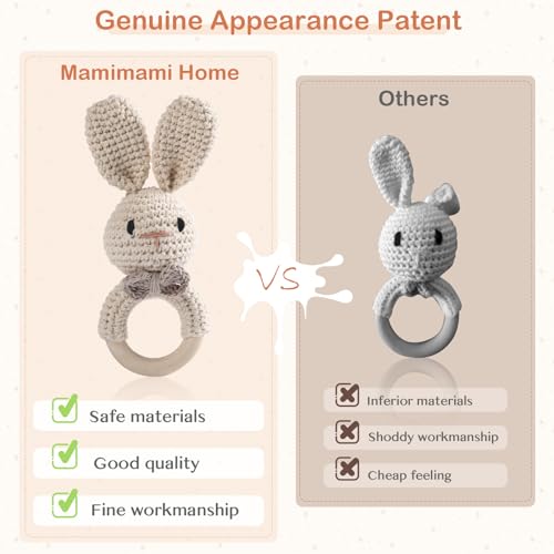 Handmade Crochet Easter Bunny Baby Rattle Toy for 0-6 Months