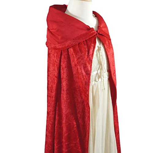 Red Crushed Velvet Hooded Cape for All Ages