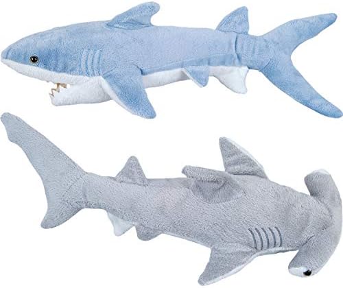 Bedwina Stuffed Animal Sharks - Pack of 2 14 Mako 13 Hammerhead Plush Toys