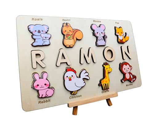 Vnque Personalized Wooden Name Puzzles for Kids