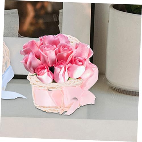 LIOOBO Mini Wicker Flower Basket for Dollhouse Decor