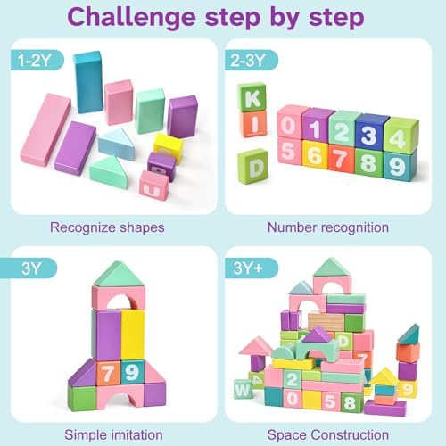 Lewo Wooden Stacking Blocks for Toddlers 1-3 Years