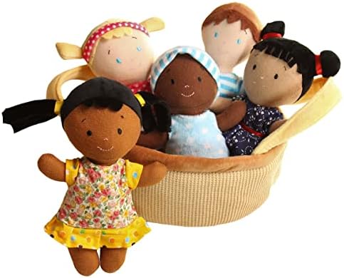 Snuggle Stuffs Basket of Buddies Plush Diversity Dolls Set of 5-8