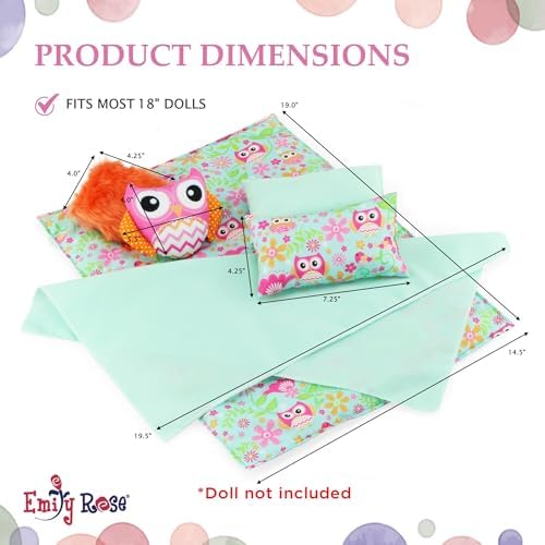 Emily Rose 18-Inch Reversible Owl Bedding Gift Set