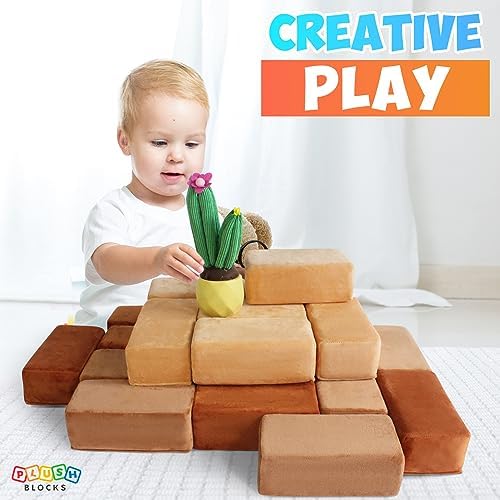 Plush Blocks Desert Set of 24 - Safe Foam Blocks for Kids