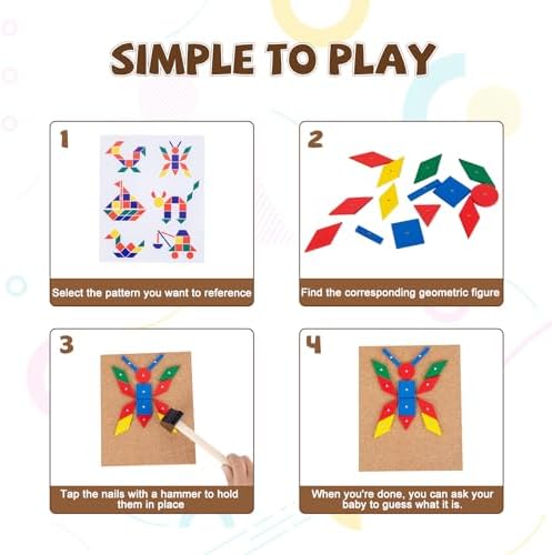 Adena Montessori Wooden Hammer and Nail Pegboard Puzzle