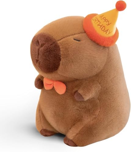 Capybara Plush Stuffed Animal with Turtle Backpack 10 Inch Happy