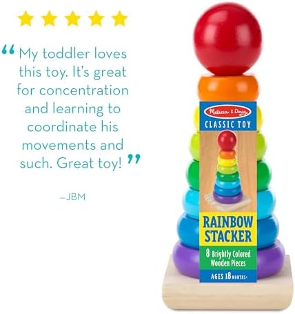 Melissa Doug Rainbow Stacker Wooden Rings Toy