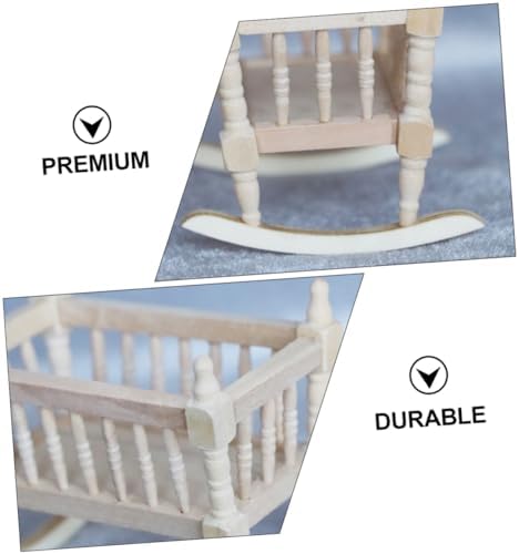 Wakauto 112 Scale Wooden Baby Cradle Miniature Decor
