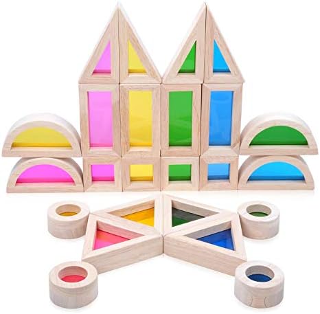 GRAY ORANGE 24 Piece Rainbow Wooden Blocks Set