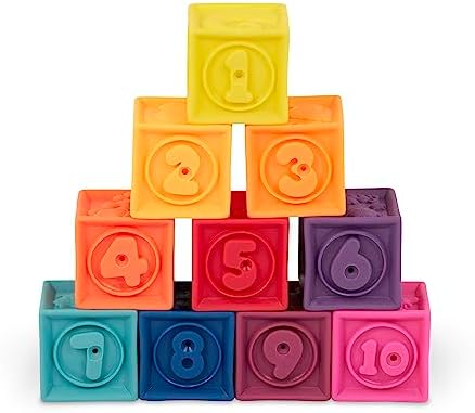 B toys Baby Blocks 10 Educational Stacking Toys for 6 Months